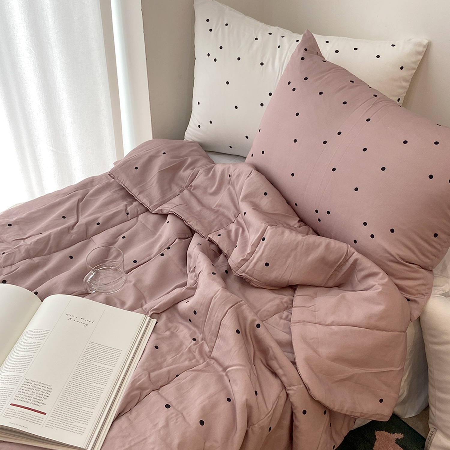 [drawing AMY] Recipe Grayishpink summer bed comforter set